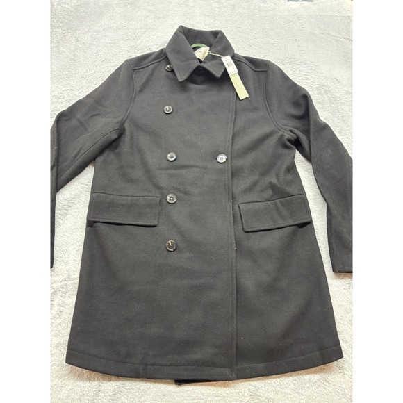 HUDSON Mens Double Breasted Wool Blend Peacoat Black Size S NWT Retail $448